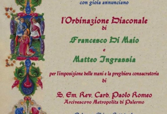 Matteo Ingrassia sarà ordinato diacono