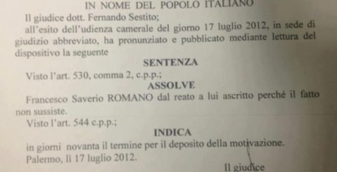 Concorso esterno in associazione mafiosa: Assolto Saverio Romano
