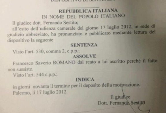 Concorso esterno in associazione mafiosa: Assolto Saverio Romano