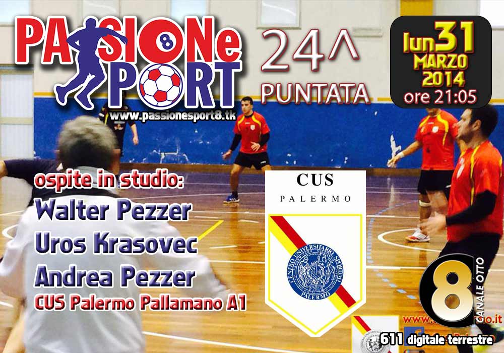 Stasera ”Passione Sport” su Canale 8. CUS Palermo Pallamano in studio