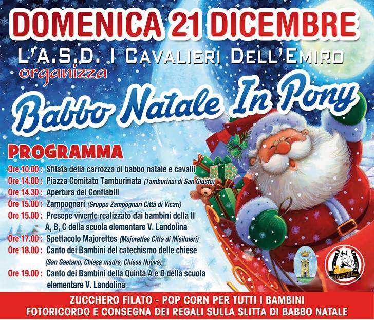 Arriva ”Babbo Natale in pony” in Piazza Comitato