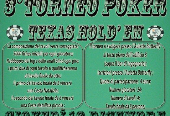 La Butterfly organizza il 3°Torneo di Poker Texas Hold’Em