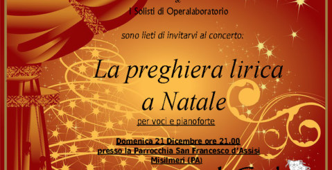 ”La preghiera lirica a Natale”, concerto natalizio a San Francesco