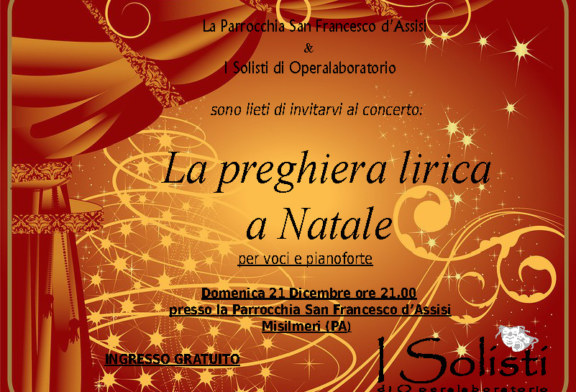 ”La preghiera lirica a Natale”, concerto natalizio a San Francesco