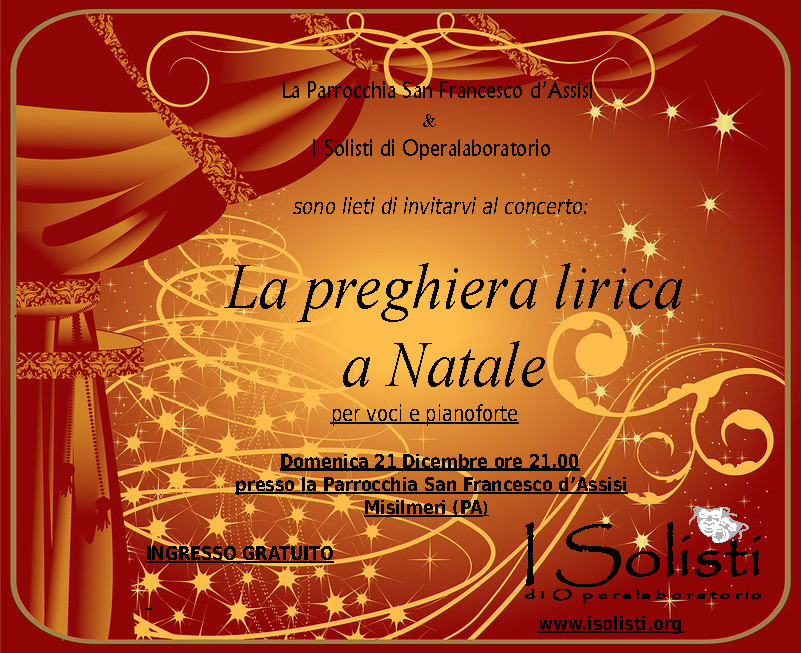 ”La preghiera lirica a Natale”, concerto natalizio a San Francesco