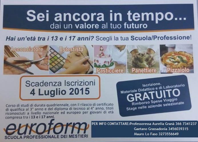 Nuovi corsi alla scuola EUROFORM, aperte le iscrizioni !