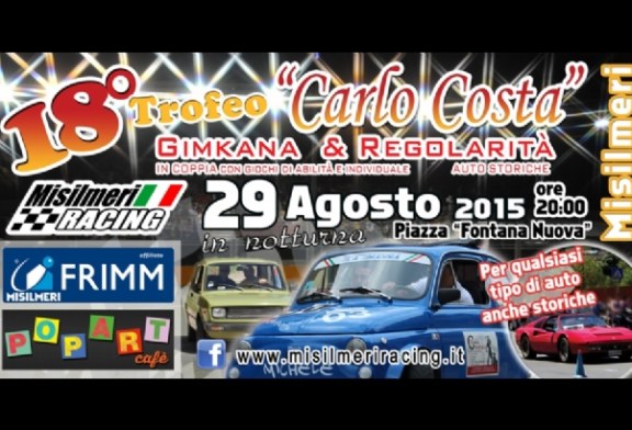Stasera, la 18^ Gimkana ”Trofeo Carlo Costa” per la prima volta in notturna