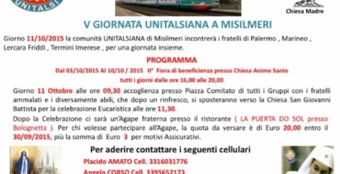 Domenica 11 Ottobre la V° Giornata Unitalsiana a Misilmeri