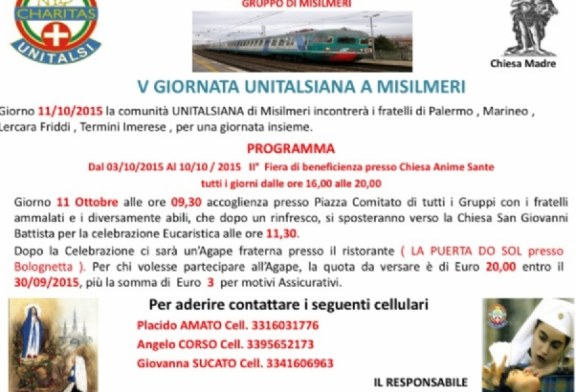 Domenica 11 Ottobre la V° Giornata Unitalsiana a Misilmeri