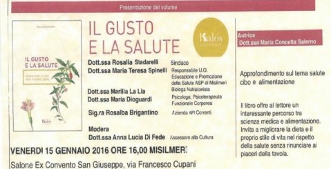 Presentazione del libro “Il gusto e la salute” di Maria Concetta Salerno