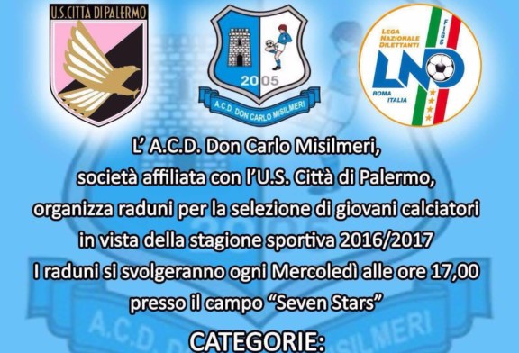 Don Carlo Misilmeri, al via le selezioni per giovani calciatori