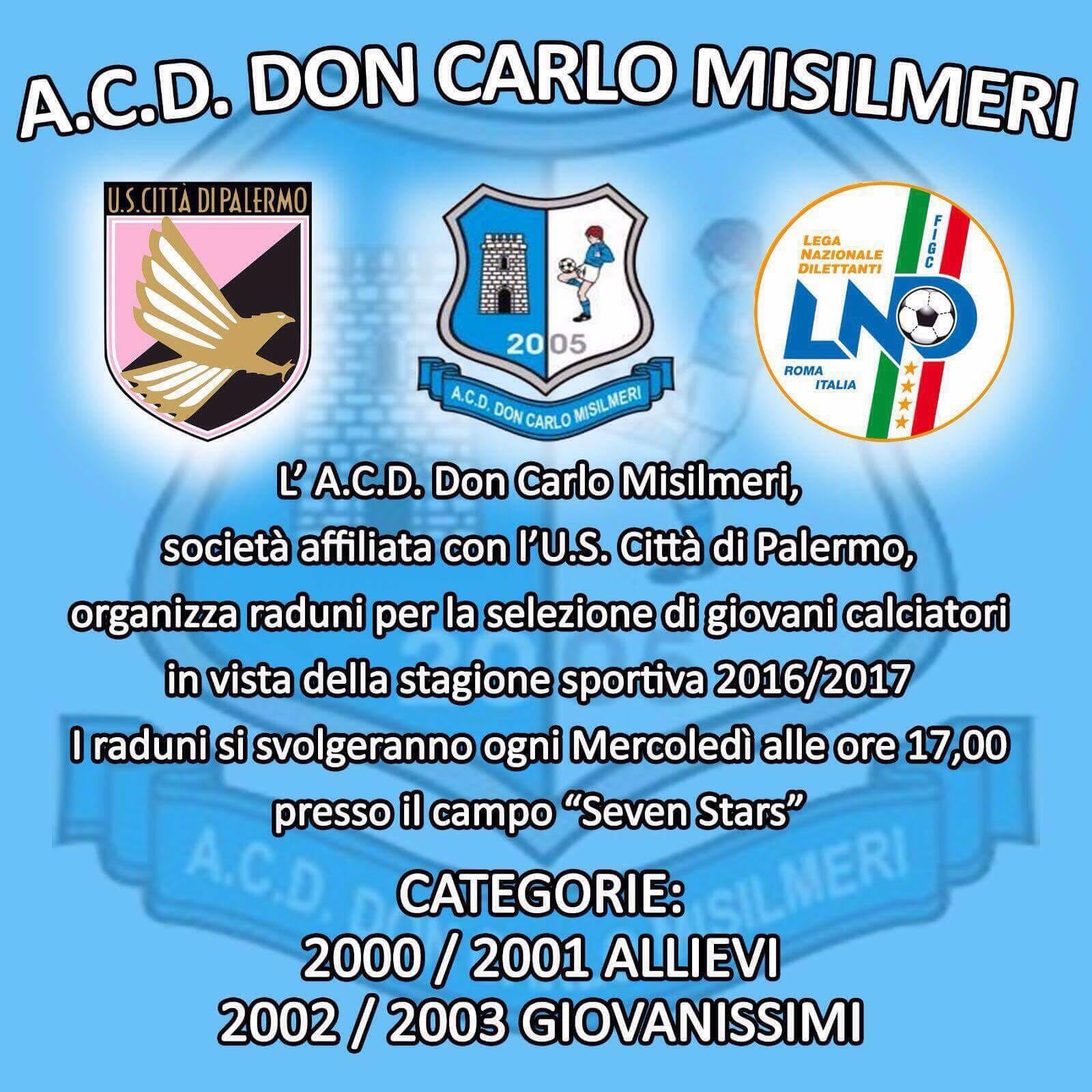 Don Carlo Misilmeri, al via le selezioni per giovani calciatori