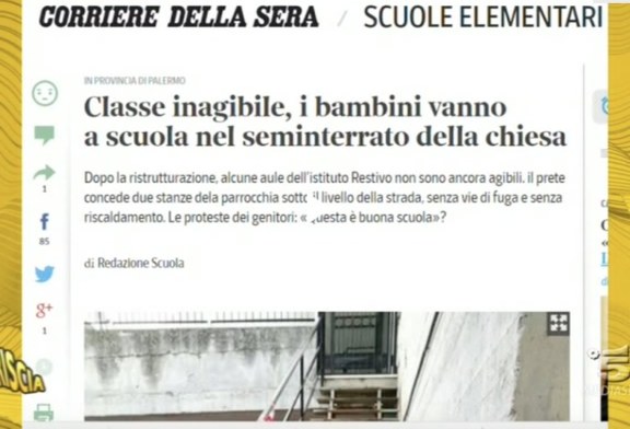 Scuola di Portella di Mare, la vergogna anche su Striscia la Notizia