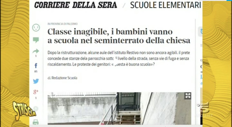 Scuola di Portella di Mare, la vergogna anche su Striscia la Notizia
