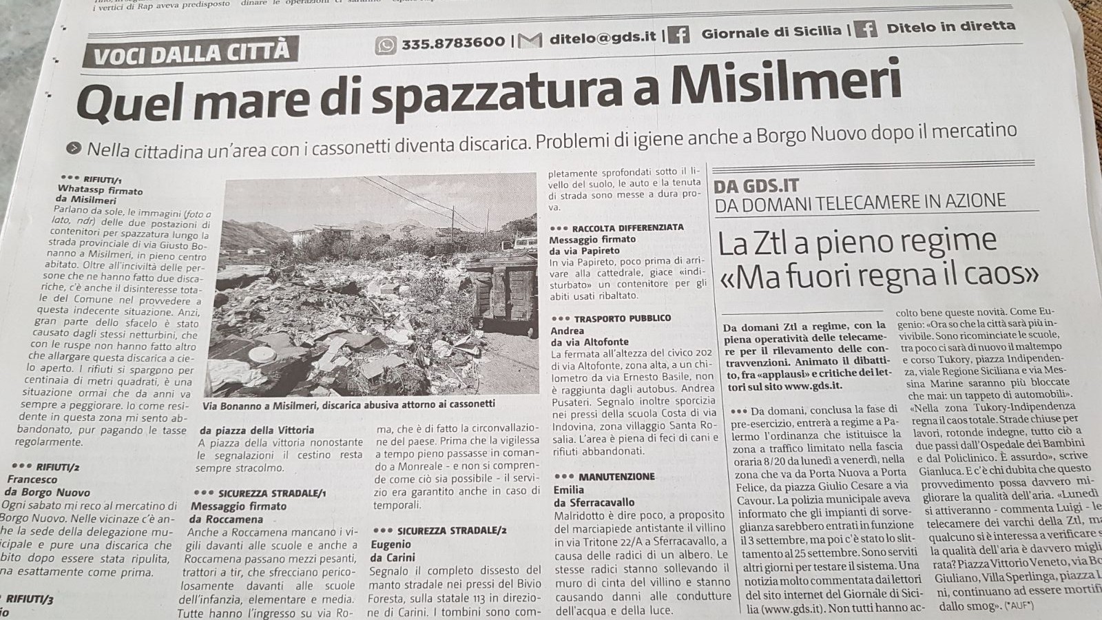 Sul Giornale di Sicilia: Misilmeri mare di spazzatura