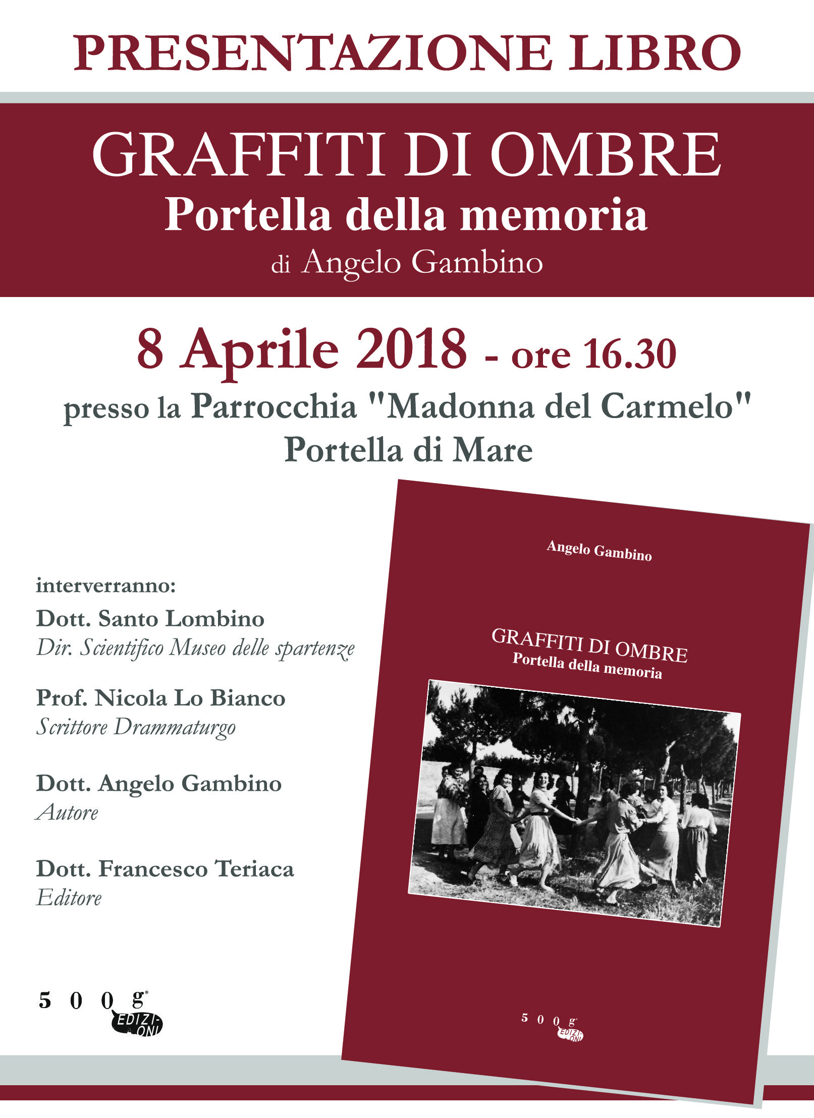 Domenica a Portella presentazione del libro “Graffiti di ombre”