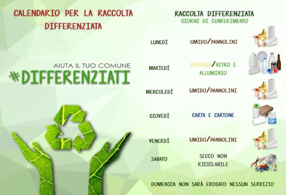 Da lunedì inizia la raccolta differenziata